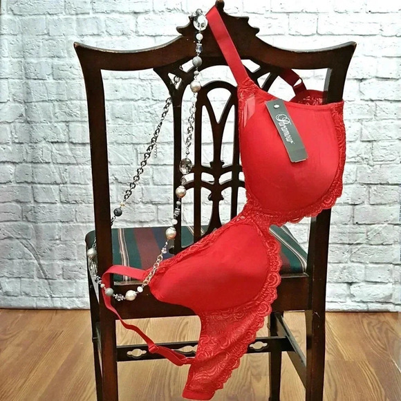 32C Paramour Vivien Plunge Contour UW Bra Tango Red NWT - Picture 2 of 16